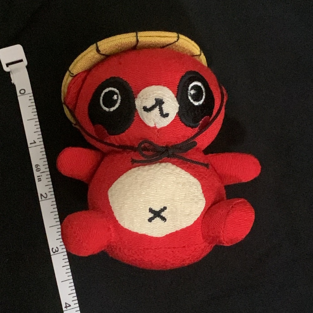 Japanese Red Panda Plush Bamboo Hat Plush Keychain from Japan 3” - Picture 3 of 3